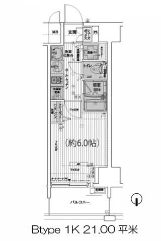 アドバンス大阪城レガーレ Btype 1K 21.00㎡